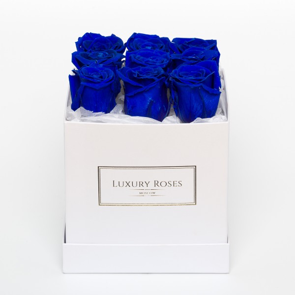 Luxury rose. 9 Синих роз (40 см.) в коробке.
